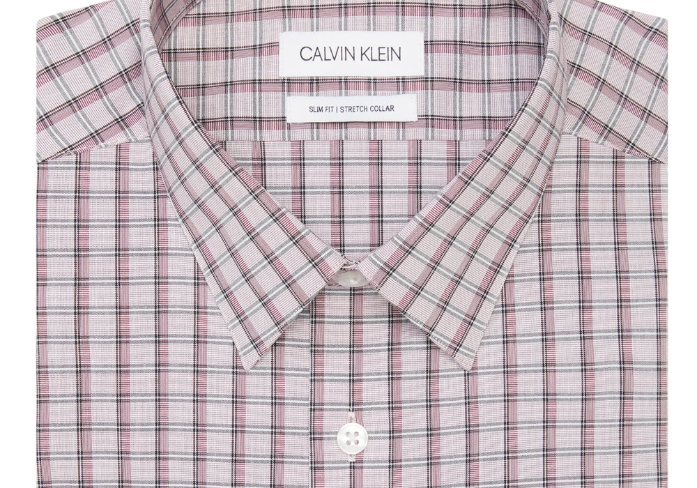 Calvin Klein Men's Logo Slim Fit Dress Shirt Online Exclusive Red Size 17.5X32-33