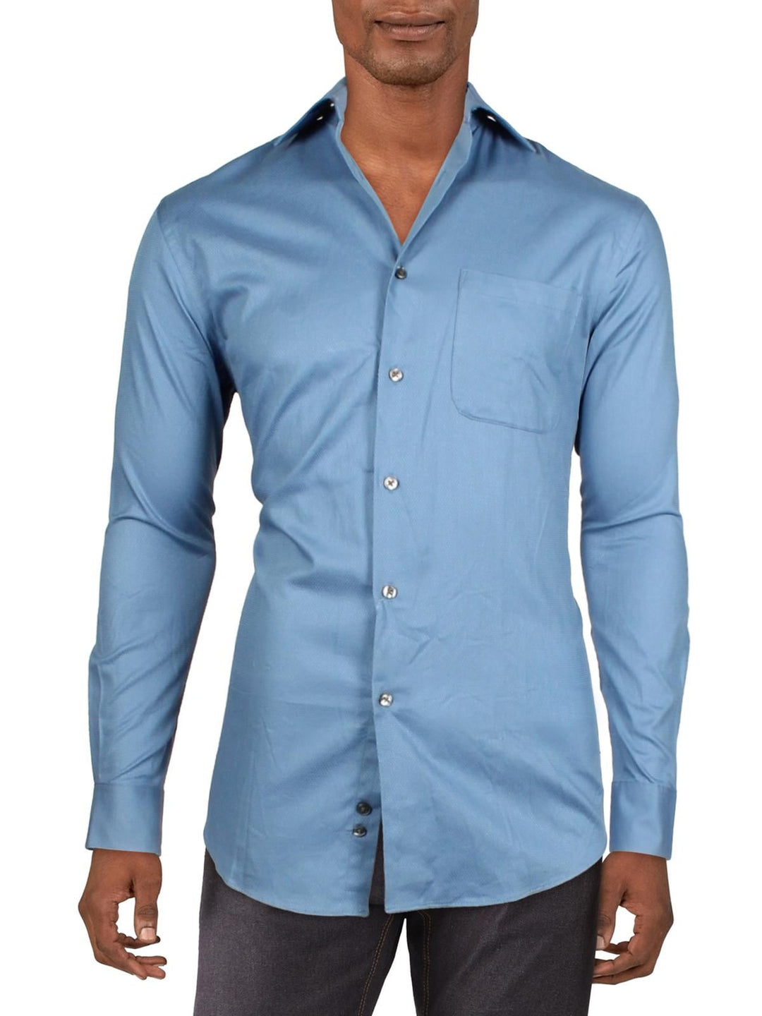 Calvin Klein Mens Long Sleeve Regular-Fit Button-Down Shirt Blue Size 15X32-33