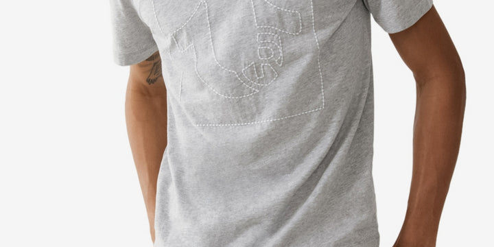 True Religion Men's Regular Fit Stitch Cotton T-Shirt Gray Size X-Large