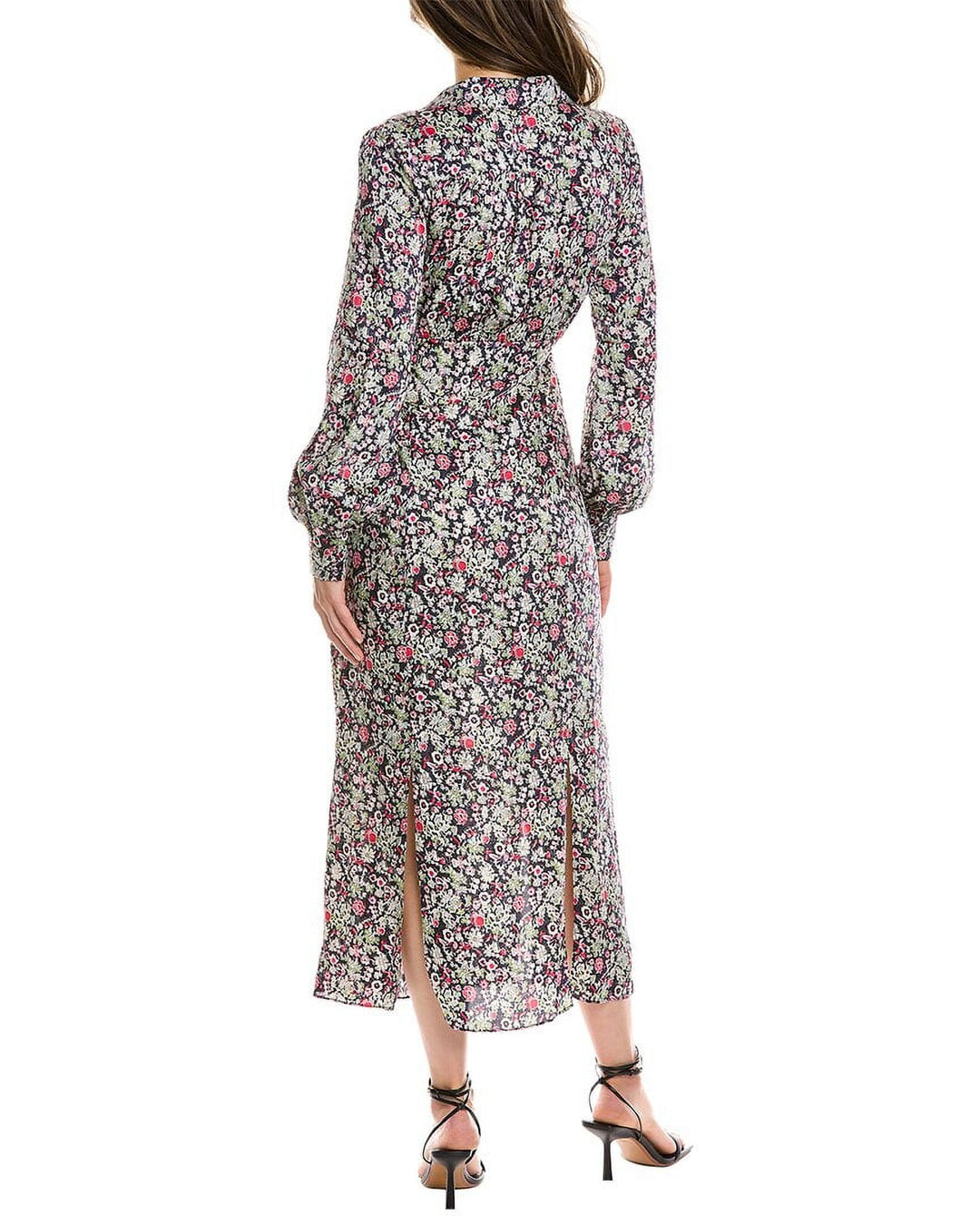 Cinq à Sept Quin Floral Print Long Sleeve Dress in Powder Blue Multi , Size 2