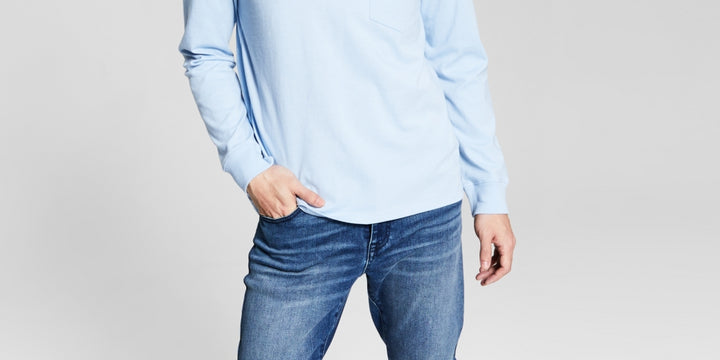 And Now This Men's Pocket Long Sleeve T-Shirt Blue Size XX-Large