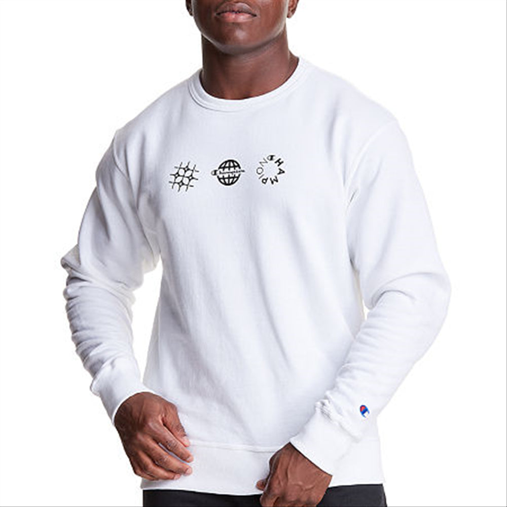 Champion Men's Powerblend Graphic Sweatshirt White Size Large