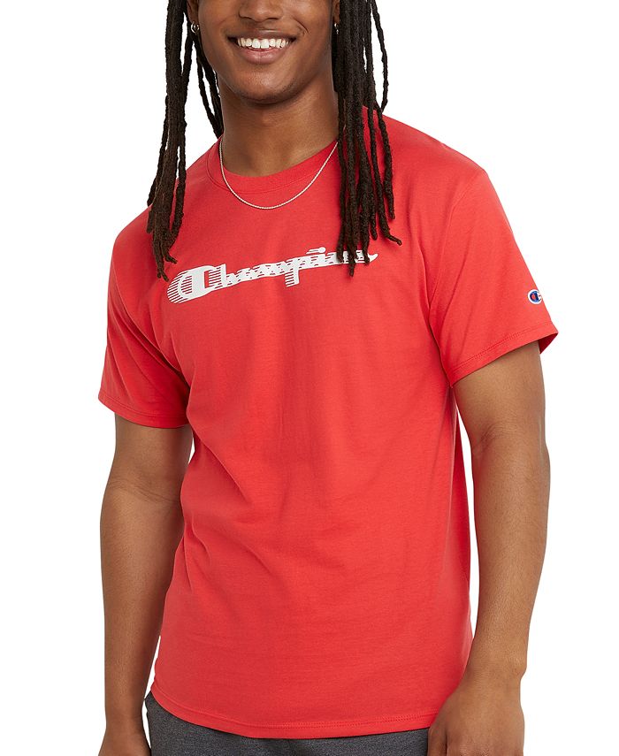 Champion Men's Classic Script Logo Crewneck T-Shirt Red Size Large
