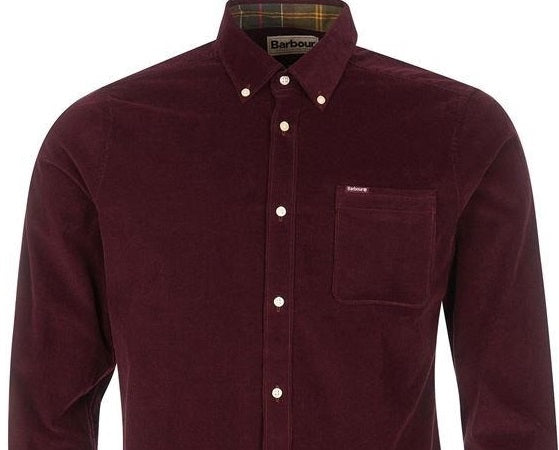 Barbour Men's Ramsey Tailored Fit Corduroy Shirt Red Size Small