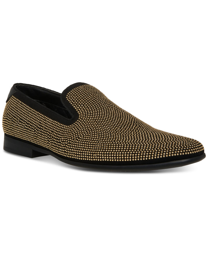 Steve Madden Men's Mezmoryz Stud Smoking Slipper Black/gold