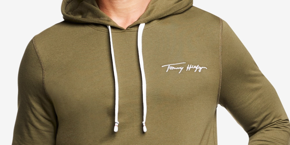 Tommy Hilfiger Men's Modern Essentials Brushed Back Fleece Lounge Hoodie Green Size Medium