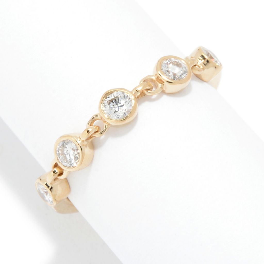 Gems of Distinction 14K Gold 0.37ctw Bezel Set Diamond Station Ring