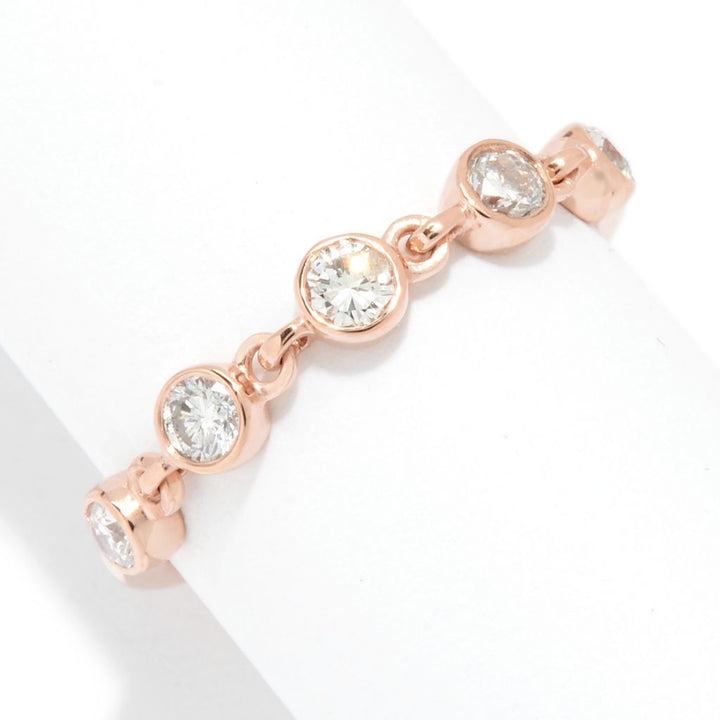 Gems of Distinction 14K Gold 0.37ctw Bezel Set Diamond Station Ring