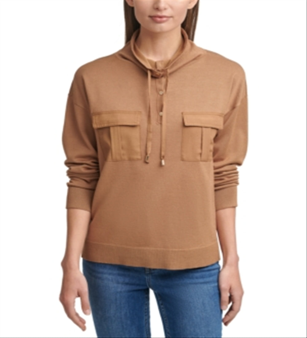 Calvin Klein Women's Funnel Neck Sweater Brown Size Medium