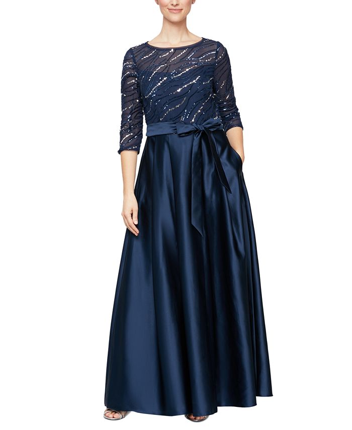 Alex Evenings Women's A Line Empire Waist Ball Gown Blue Size 4