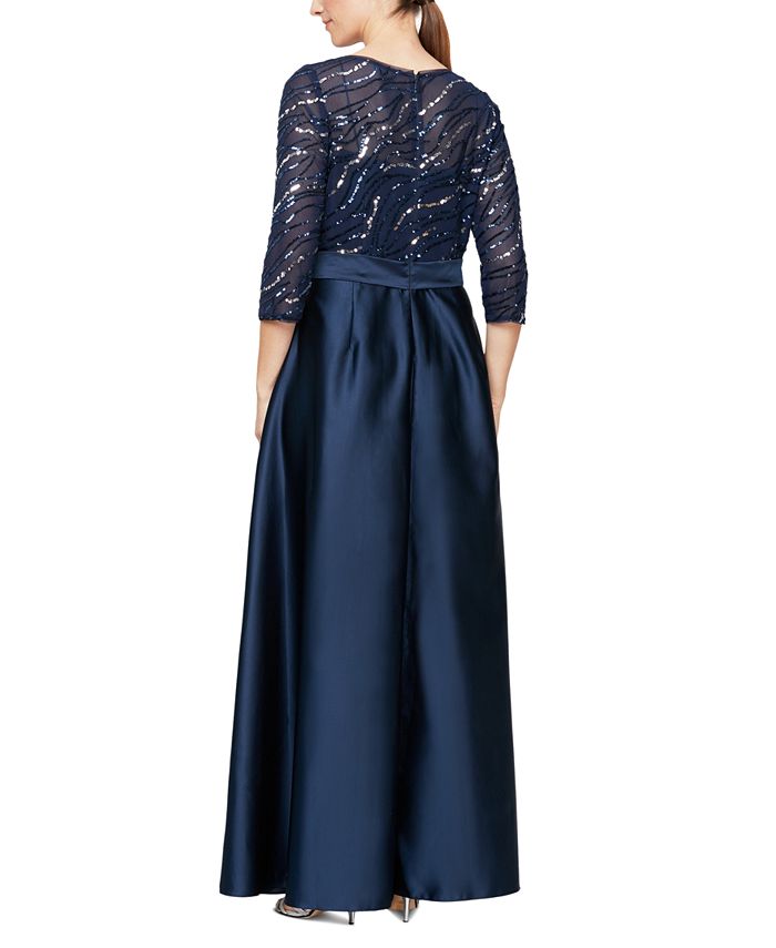 Alex Evenings Women's A Line Empire Waist Ball Gown Blue Size 4