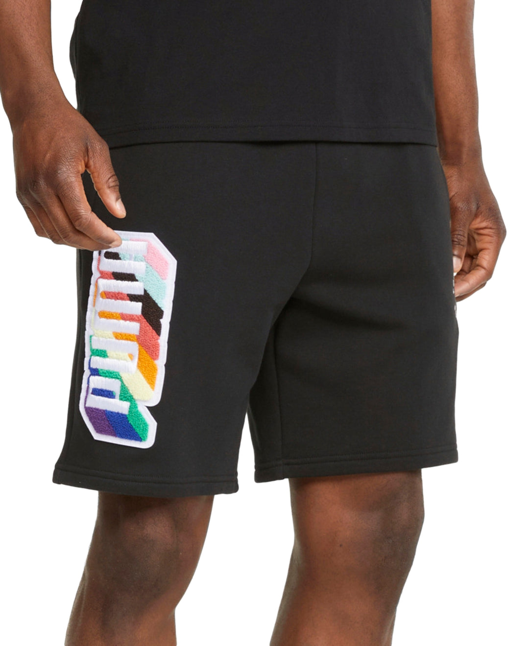 Puma Men's Pride Regular Fit 8 French Terry Shorts Black Size Large