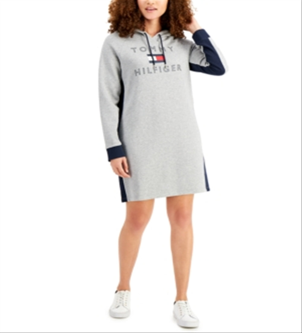 Tommy Hilfiger Women's Logo Hoodie Dress Gray Size XX-Large