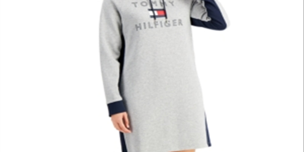 Tommy Hilfiger Women's Logo Hoodie Dress Gray Size XX-Large