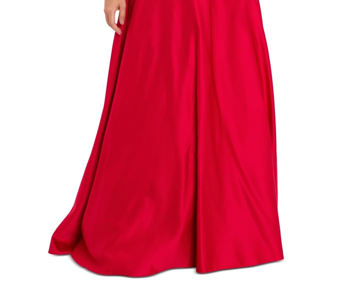 Betsy & Adam Women's V Neck Gown Red Size Large