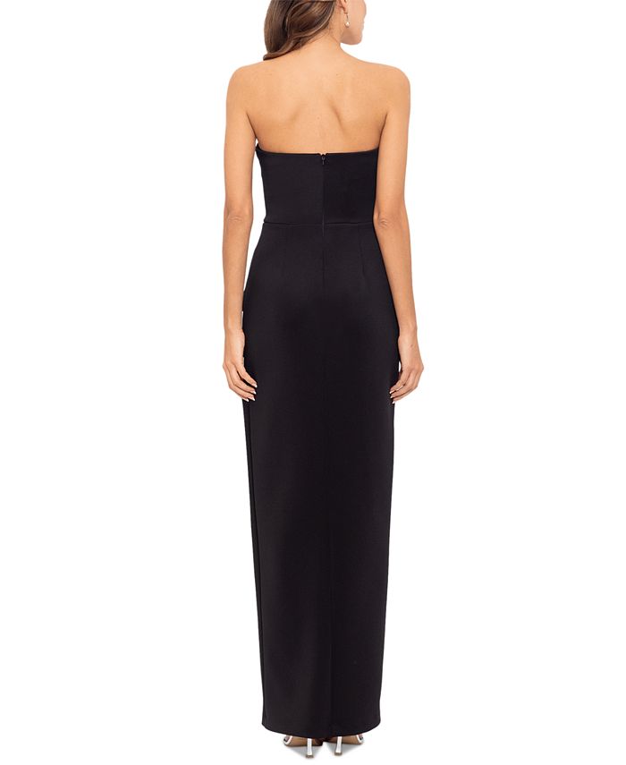 Betsy & Adam Women's Asymmetric Strapless Gown Black Size 4