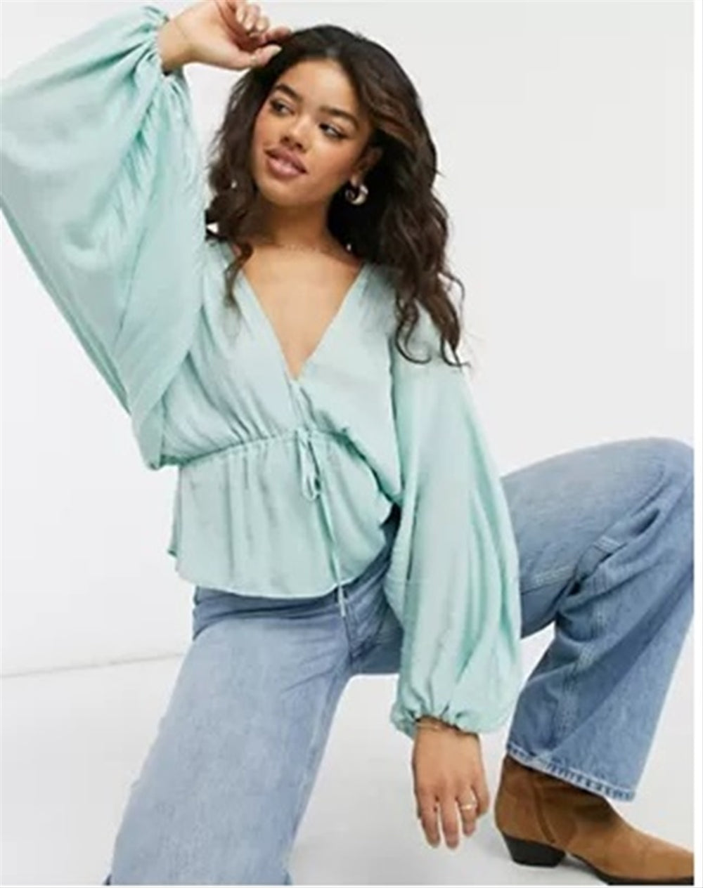 Free People Women's Elouise Blouse Blue Size X-Small