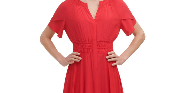 Kensie Women's Handkerchief Hem Midi Dress Red Size 10