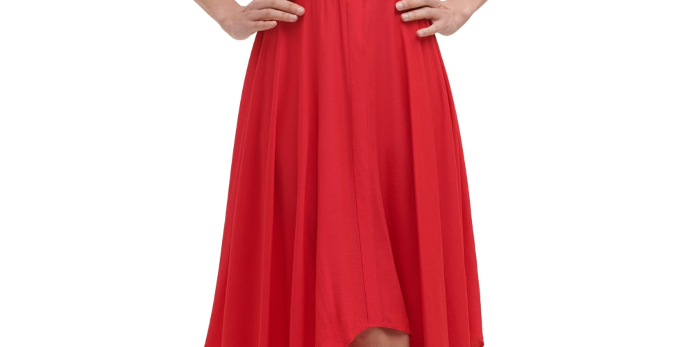 Kensie Women's Handkerchief Hem Midi Dress Red Size 10