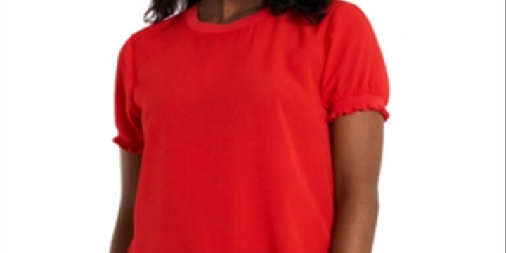 Riley & Rae Women's Jenna Smocked Cuff Top Red Size X-Large