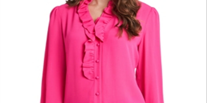 Riley & Rae Women's Piper Ruffled Blouse Pink Size Medium