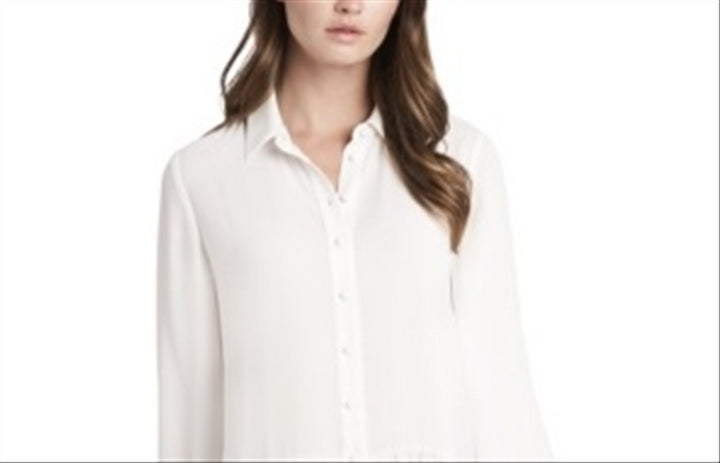 Vince Camuto Women's Long Sleeve Peplum Tunic White Size Petite Medium