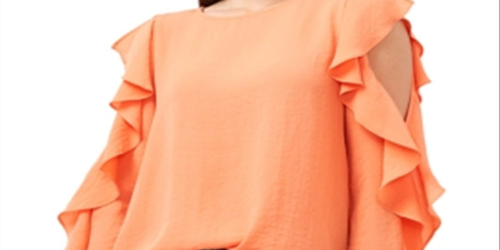 Vince Camuto Women's Ruffle Sleeve Top Orange Size Large