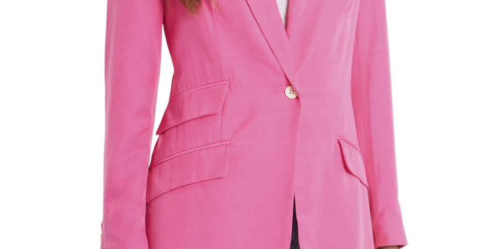 Vince Camuto Women's Long Sleeve Luxe Cdc One Button Blazer Pink Size 2 Petite