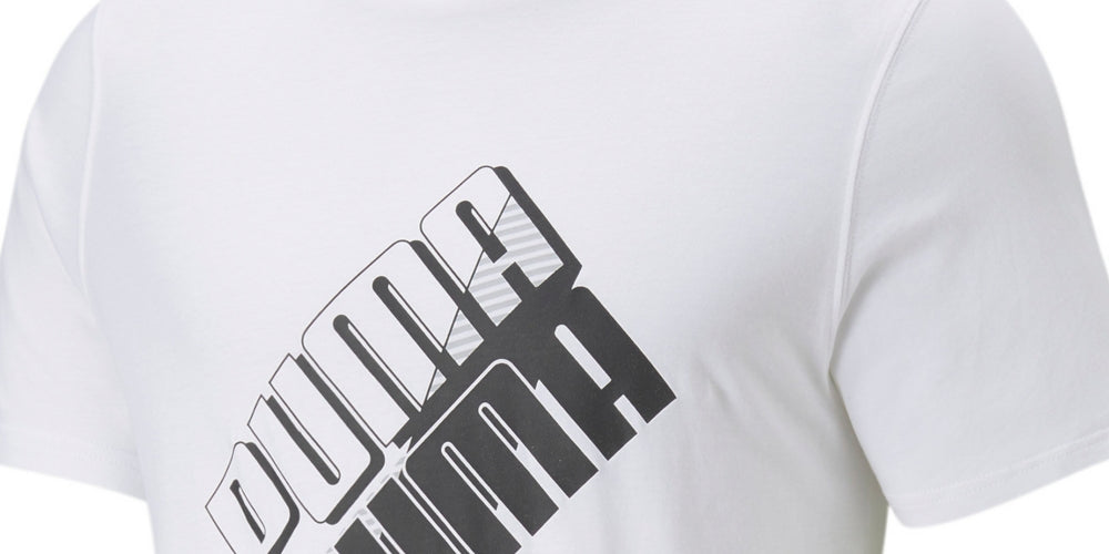 Puma Men's Power Logo Graphic Short Sleeve T-Shirt White Size Small