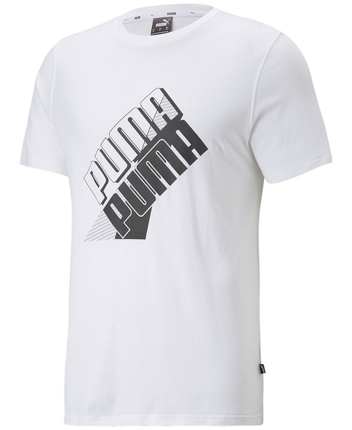 Puma Men's Power Logo Graphic Short Sleeve T-Shirt White Size Large