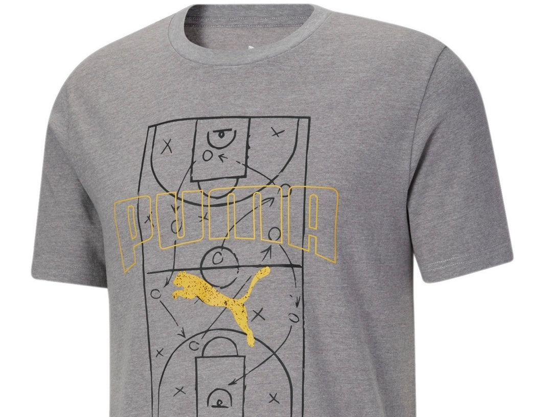 Puma Men's Basketball Court Graphic Short-Sleeve Crewneck T-Shirt Gray Size Large