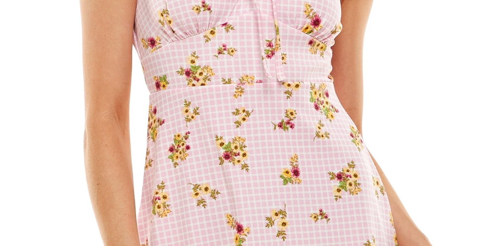 Ultra Flirt Junior's Floral Print Mini Dress Pink Size X-Small