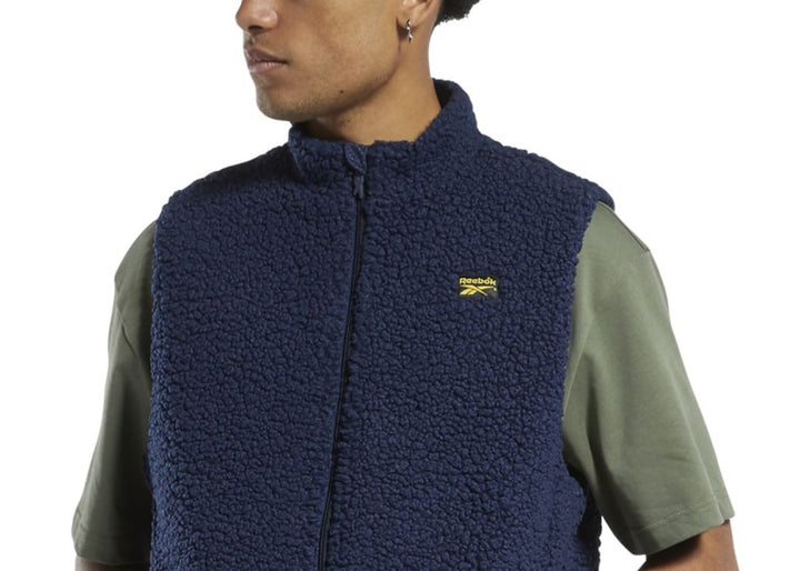 Reebok Men's Reversible Cord Sherpa-Fleece Vest Blue Size M