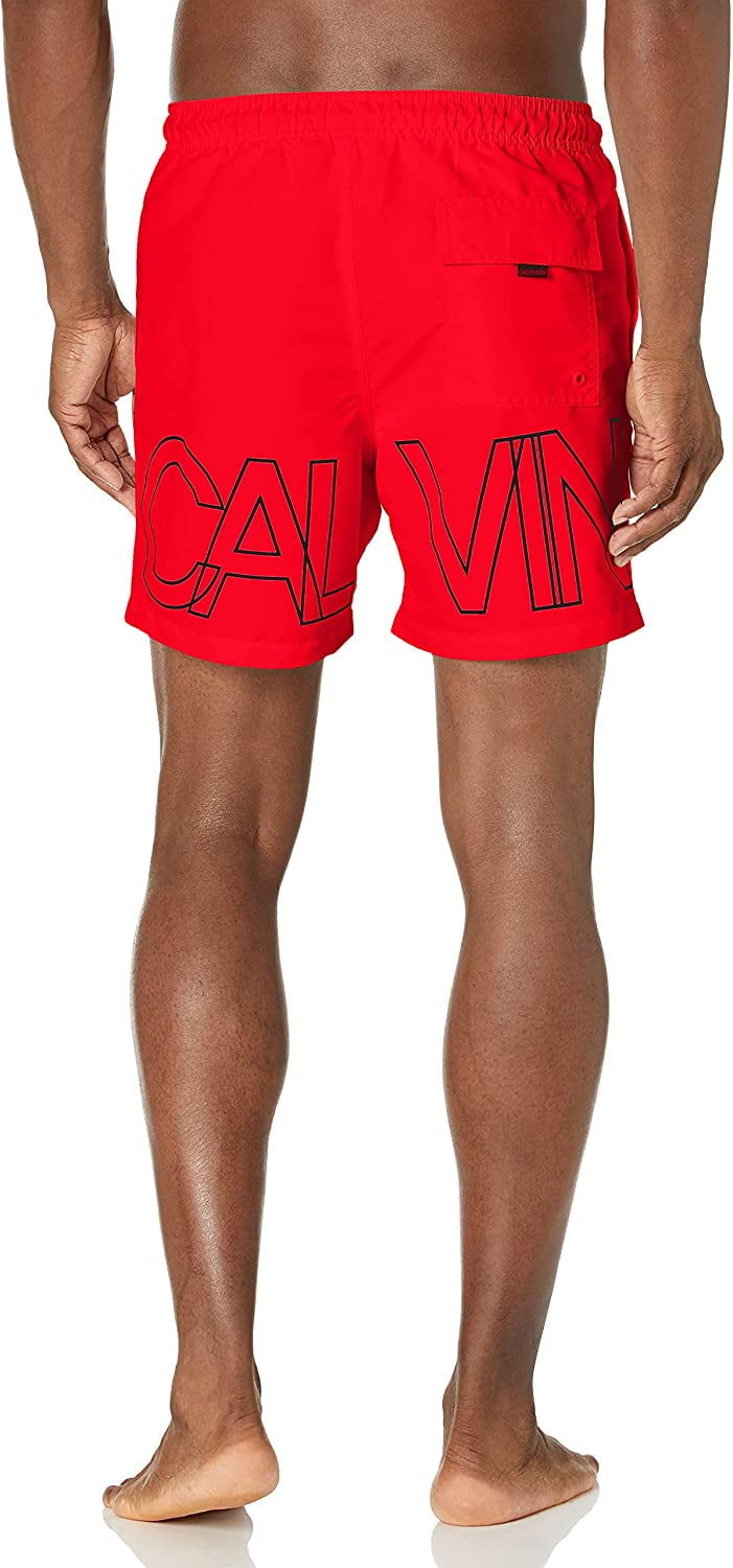 Calvin Klein Men's Volley Swim Trunks Red Size XL