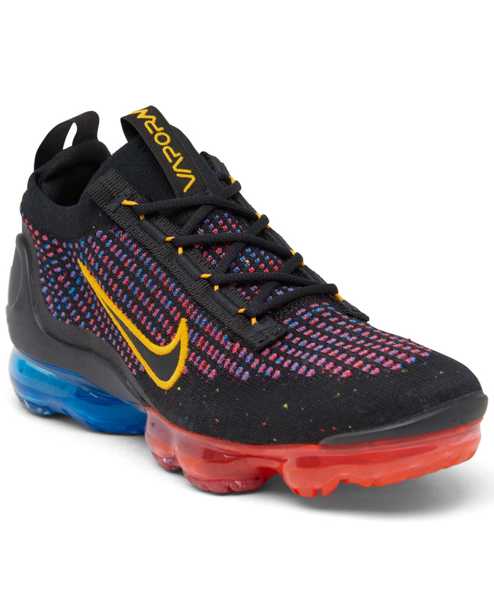Nike Kids' Air VaporMax 2021 FK Sneaker in Black/Gold Photo Blue Size 7