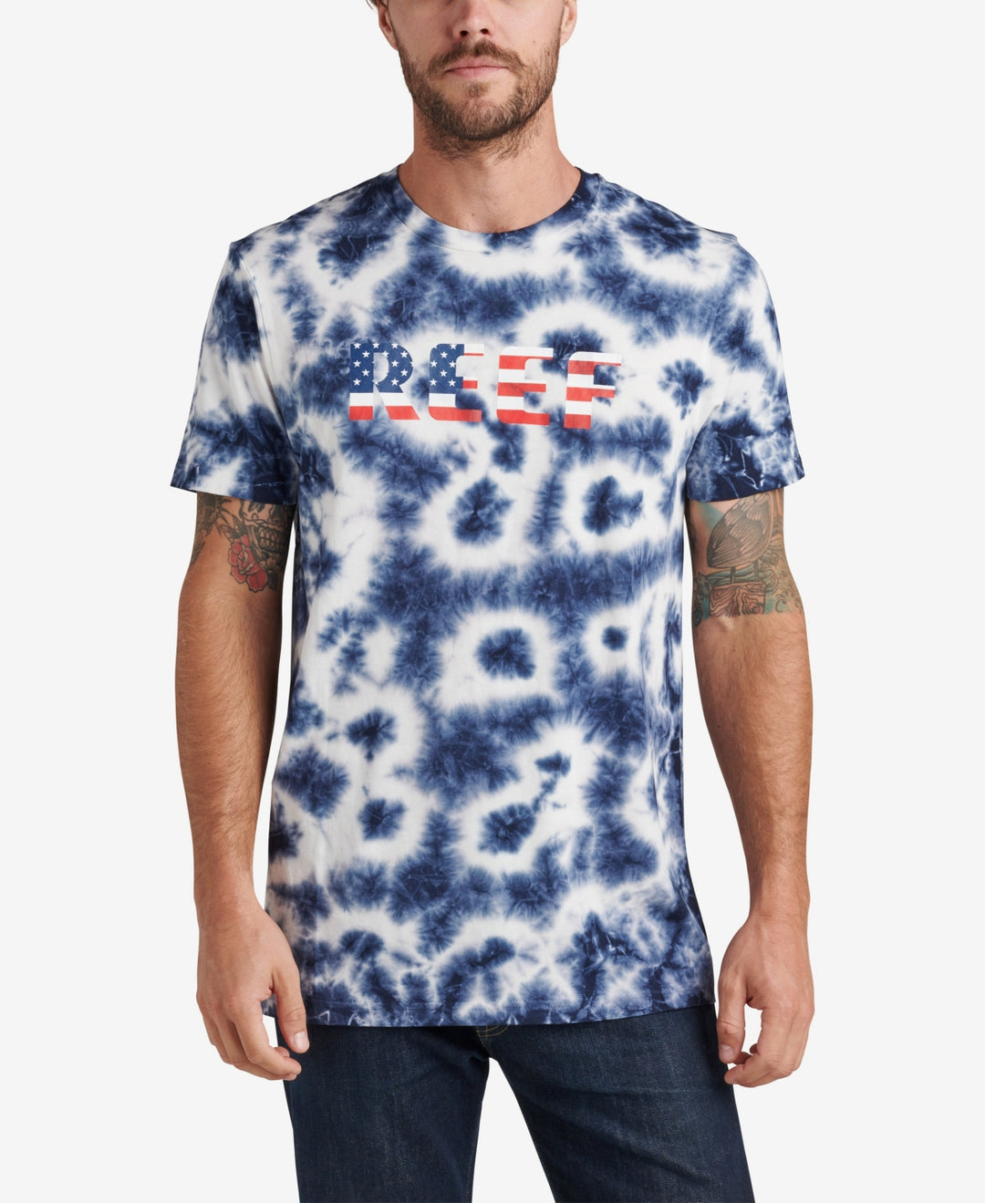 Reef Men's Measure Short Sleeve Tie Dye Graphic T-shirt Blue Size S