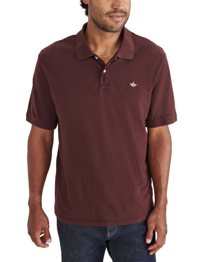 Dockers Men's Icon Slim Fit Embroidered Logo Polo Shirt Red Size XX-Large
