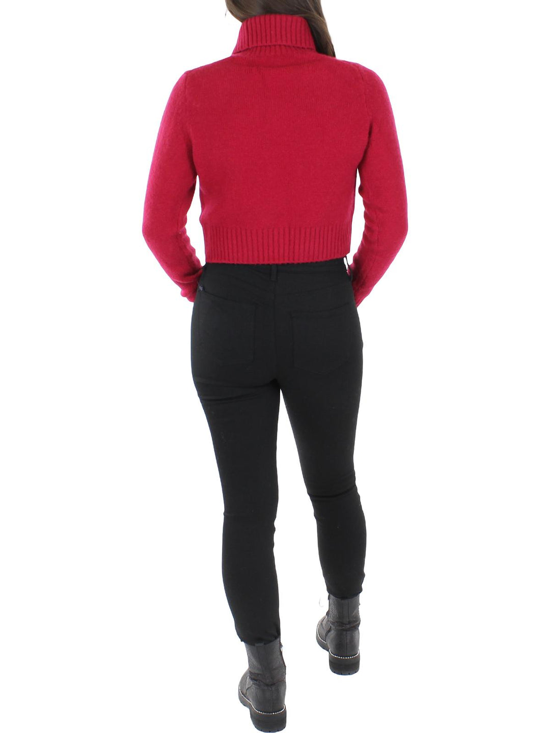 RE/DONE Womens Wool Blend Slim Turtleneck Sweater Red