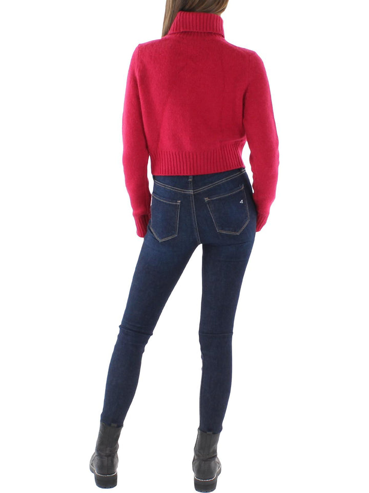 RE/DONE Womens Wool Blend Slim Turtleneck Sweater Red