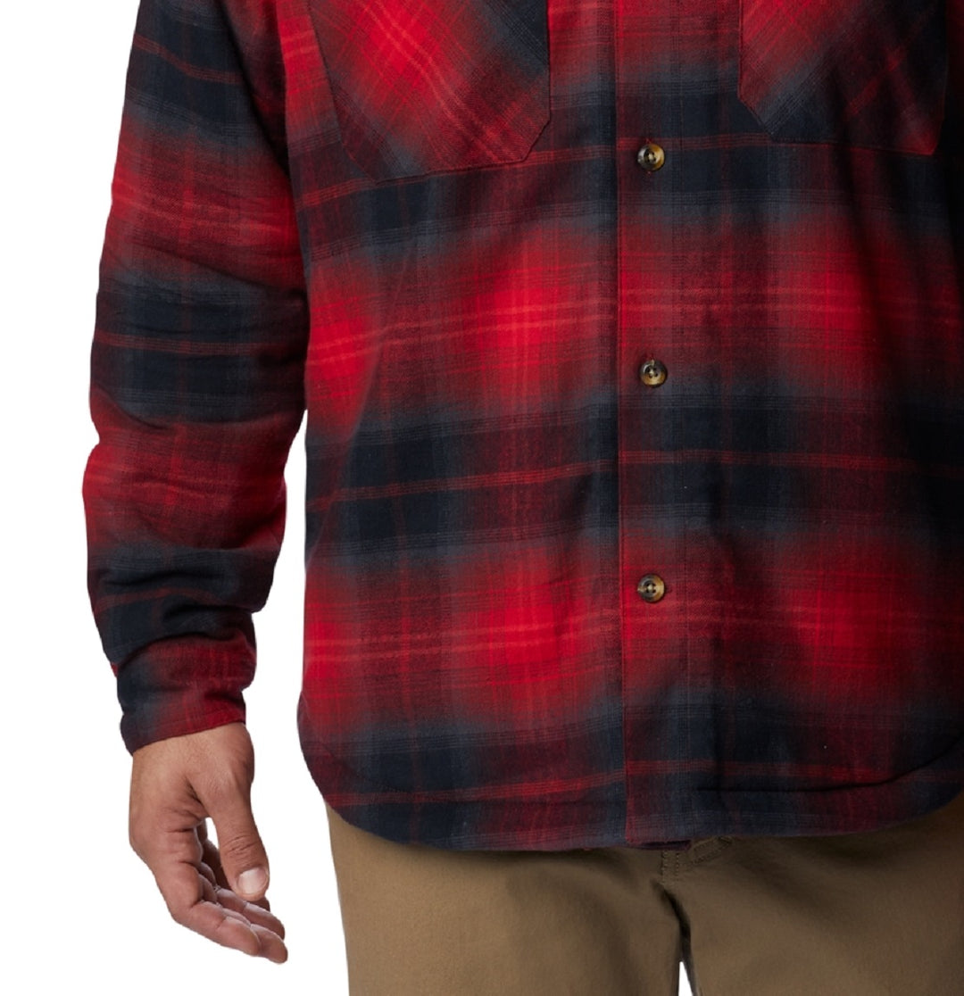 Columbia Men's Plaid Sherpa Lined Shirt Jacket Red Size Medium