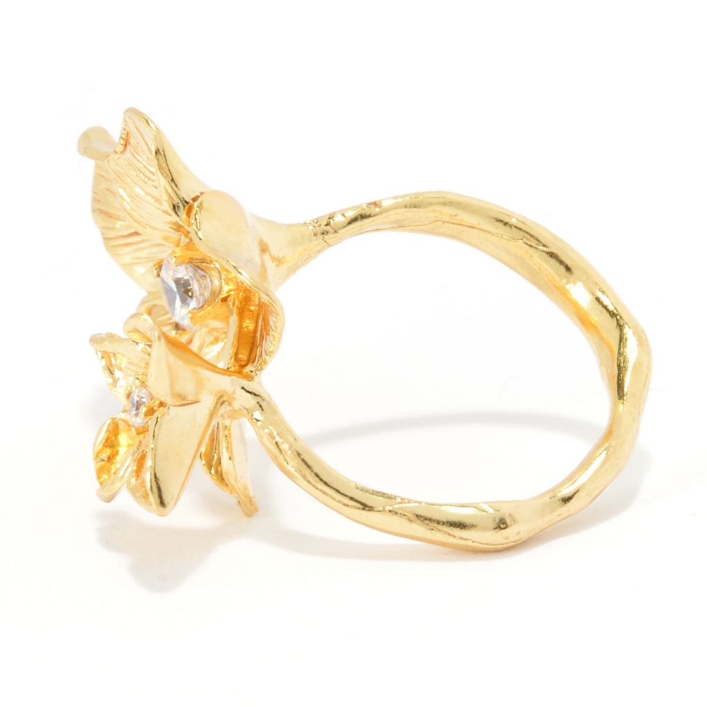 Golden Odyssey for Brilliante Cubic Zirconia Double Flower Bypass Ring