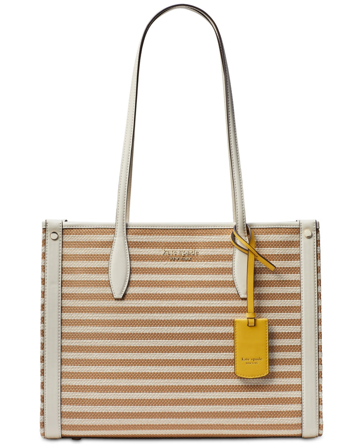 Kate Spade New York Market Stripe Fabric Medium Tote in Parchment