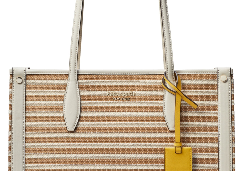 Kate Spade New York Market Stripe Fabric Medium Tote in Parchment