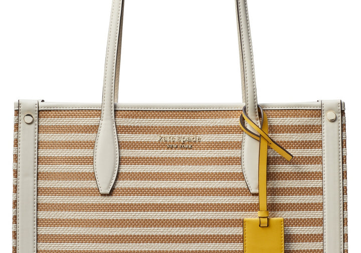 Kate Spade New York Market Stripe Fabric Medium Tote in Parchment