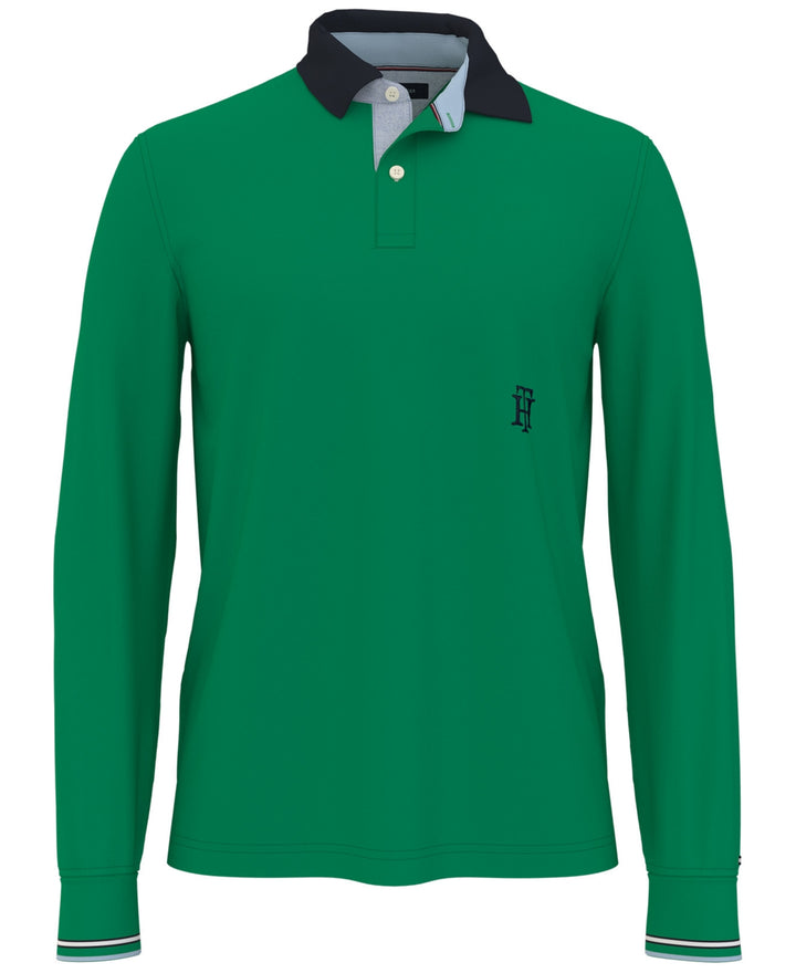 Tommy Hilfiger Men's Essential Logo Long Sleeve Polo Green Size X-Large