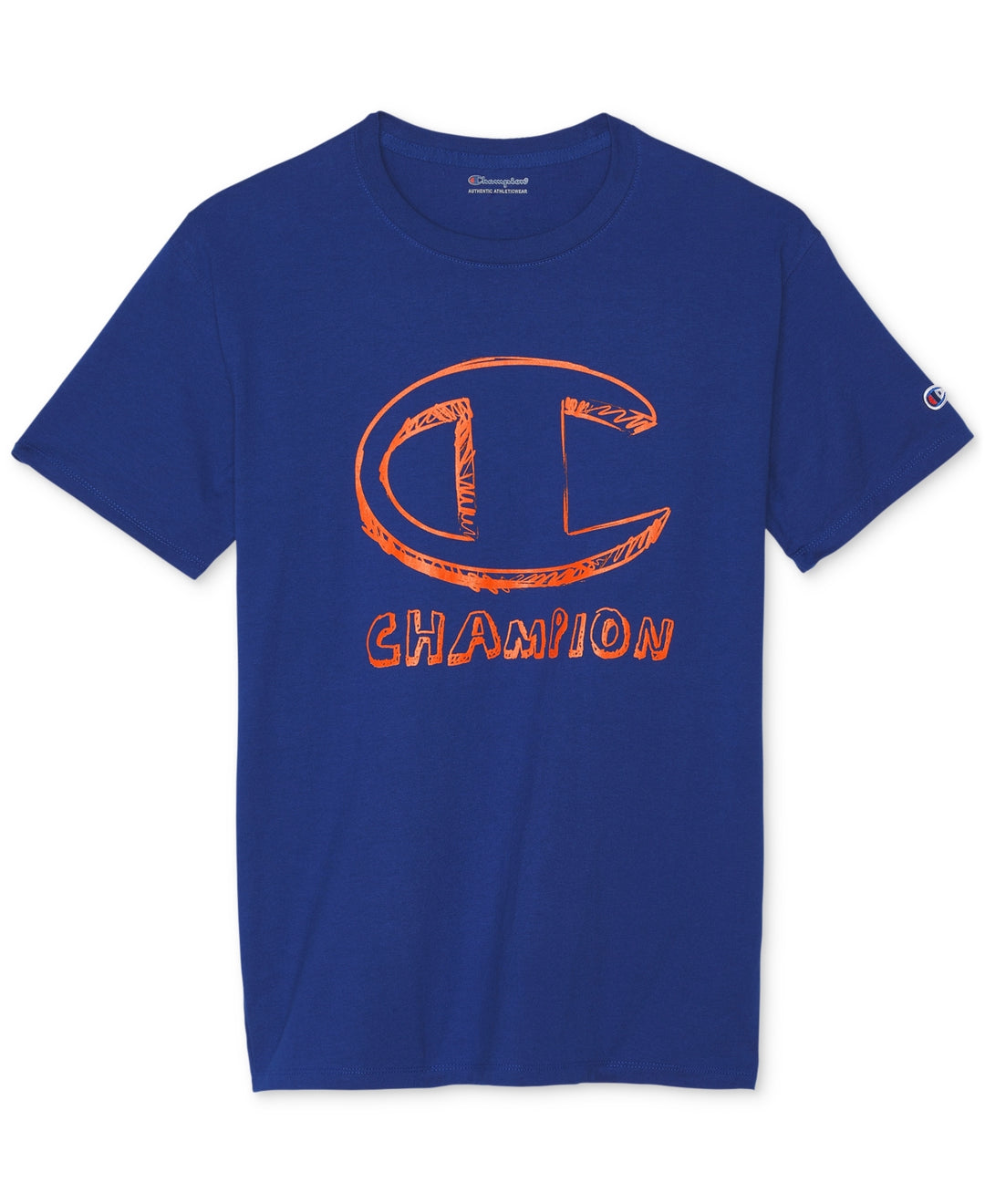 Champion Men's Classic Standard-Fit Logo Graphic T-Shirt Blue Size XX-Large