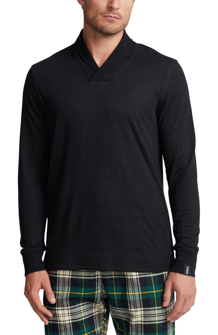 Ralph Lauren Men's Shawl Collar Sleep Sweatshirt in Polo Black Size Large