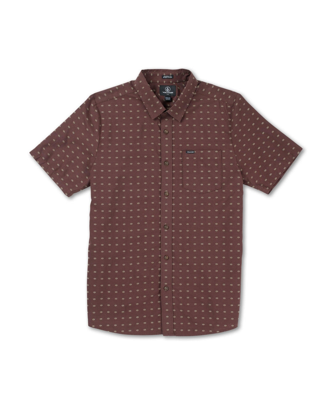 Volcom Men's Stone Mags Short Sleeve Shirt Brown Size S