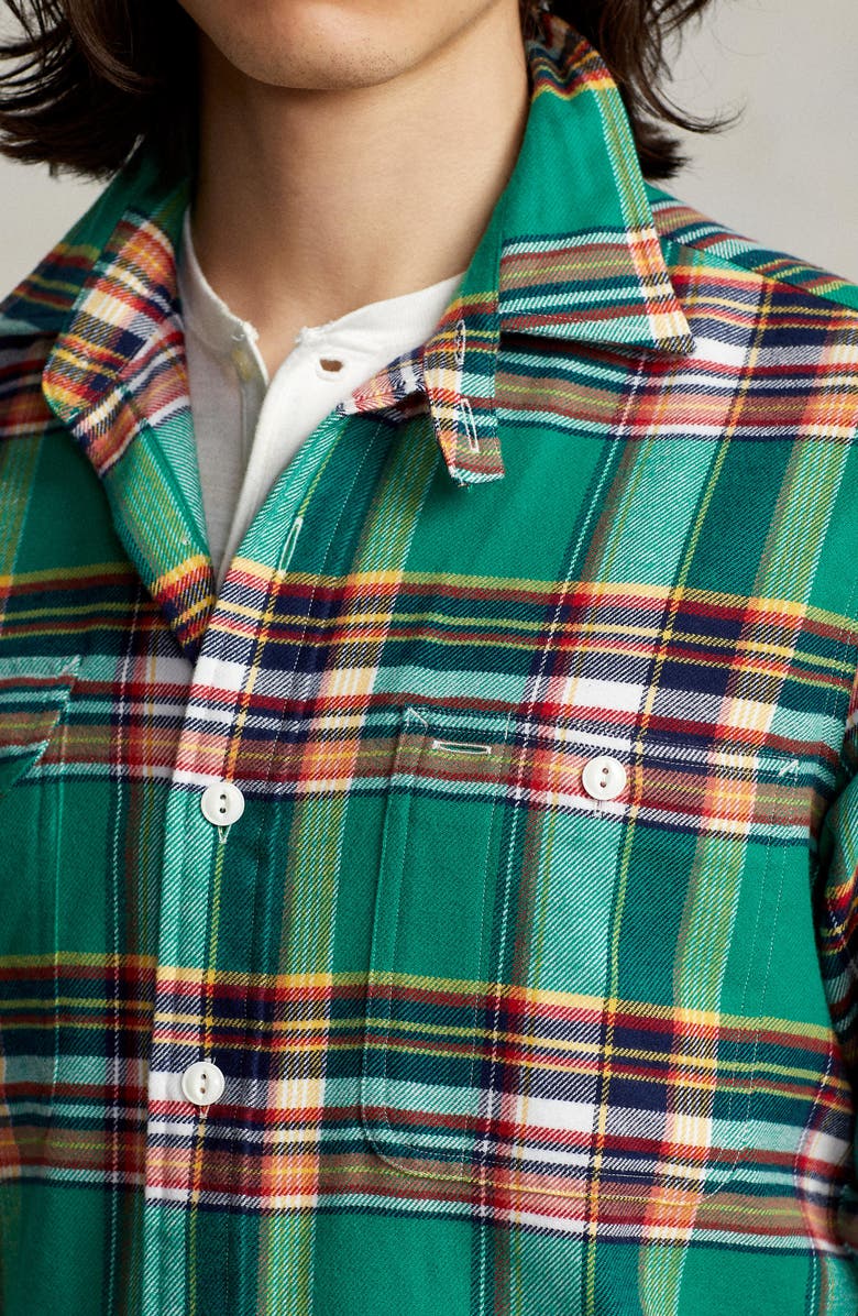 Ralph Lauren Men's Plaid Stretch Performance Flannel Button Up Shirt Green Size X-Large