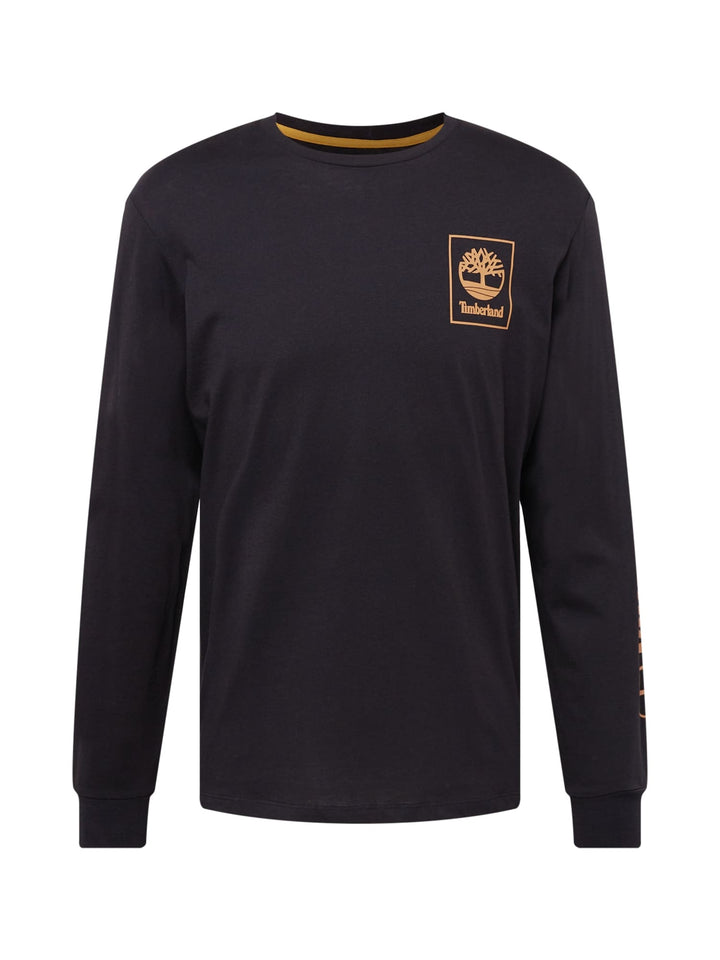 Timberland Men's Long Sleeve Chest Stack Logo Tee Black Size X-Large